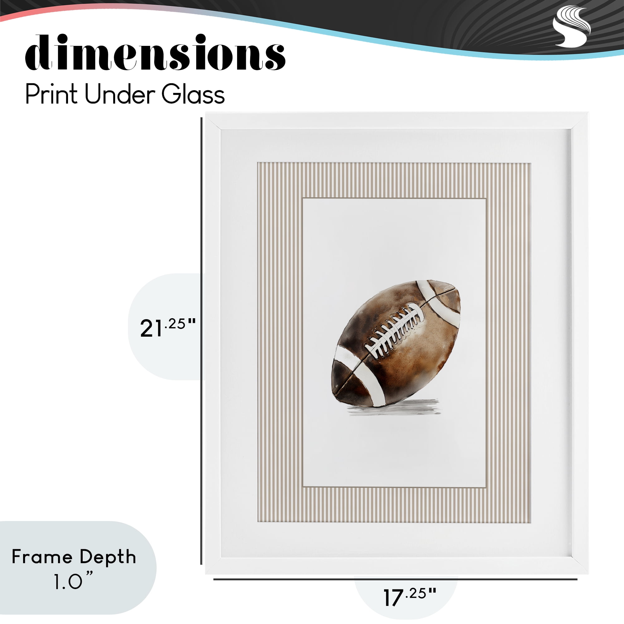 Stupell Industries Vintage Sports Football White Framed Print Under Glass, design by Christine Simpson Art