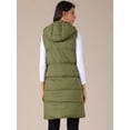 thumbnail image 4 of DARING DIVA Women's Long Puffer Vest Casual Sleeveless Hooded Down Jacket L Green, 4 of 6