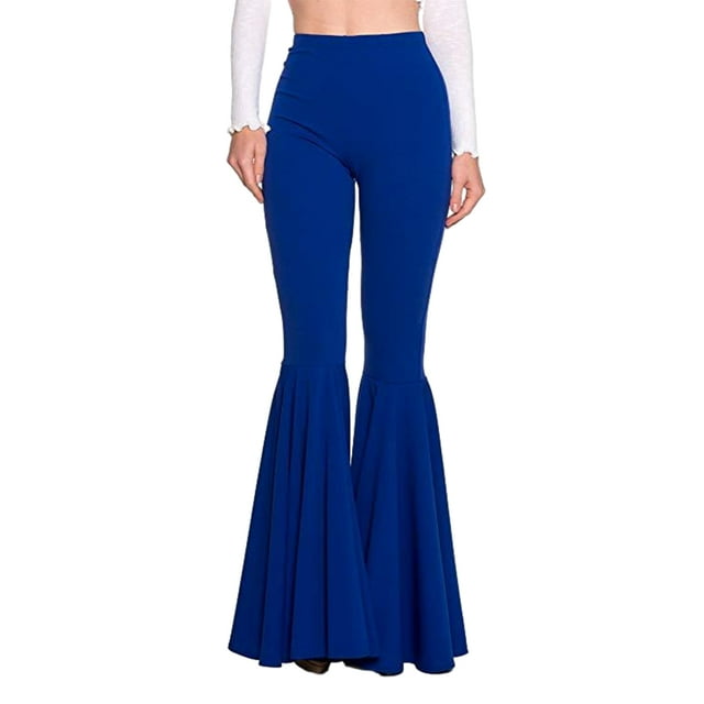 Decodeary Comfortable Pants High Waist Lightweight Stretchy High Waist Bell Bottom navy blue 3XL 1Set