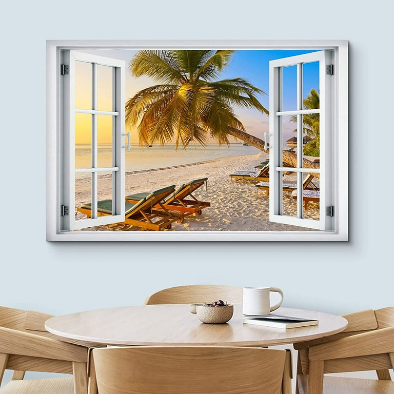 wall26 Canvas Print Wall Art Window View Relaxing Zen Tropical