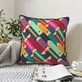 thumbnail image 2 of DouZhe Velvet Decorative Throw Pillow Covers Set of 2, Soft Square Cushion Cover with Invisible Zipper Abstract Colorful Pencils Printing, 18"x18", 2 of 7