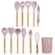 thumbnail image 5 of Juego de 12 utensilios de cocina de silicona con mango de madera para cocina casera, color rosa, 5 of 15