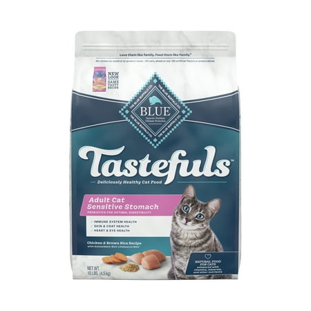 Blue Buffalo Tastefuls Sensitive Stomach Natural Adult Dry Cat Food, Chicken 10lb bag