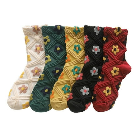 

5 Pairs Cotton Socks Middle Tube Socks Daily Wear Socks Preppy Style Socks