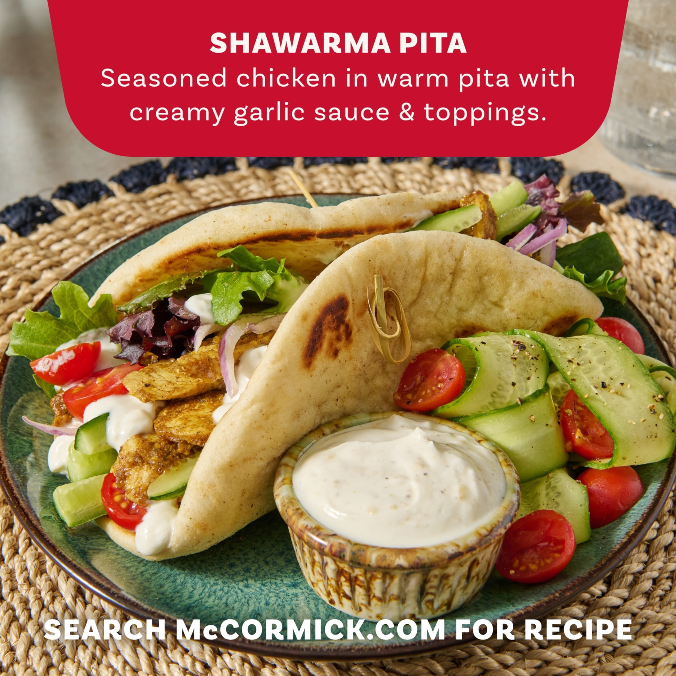 (3 pack) McCormick Shawarma Pita & Garlic Sauce Seasoning & Sauce Duo, 1.37 oz Packet