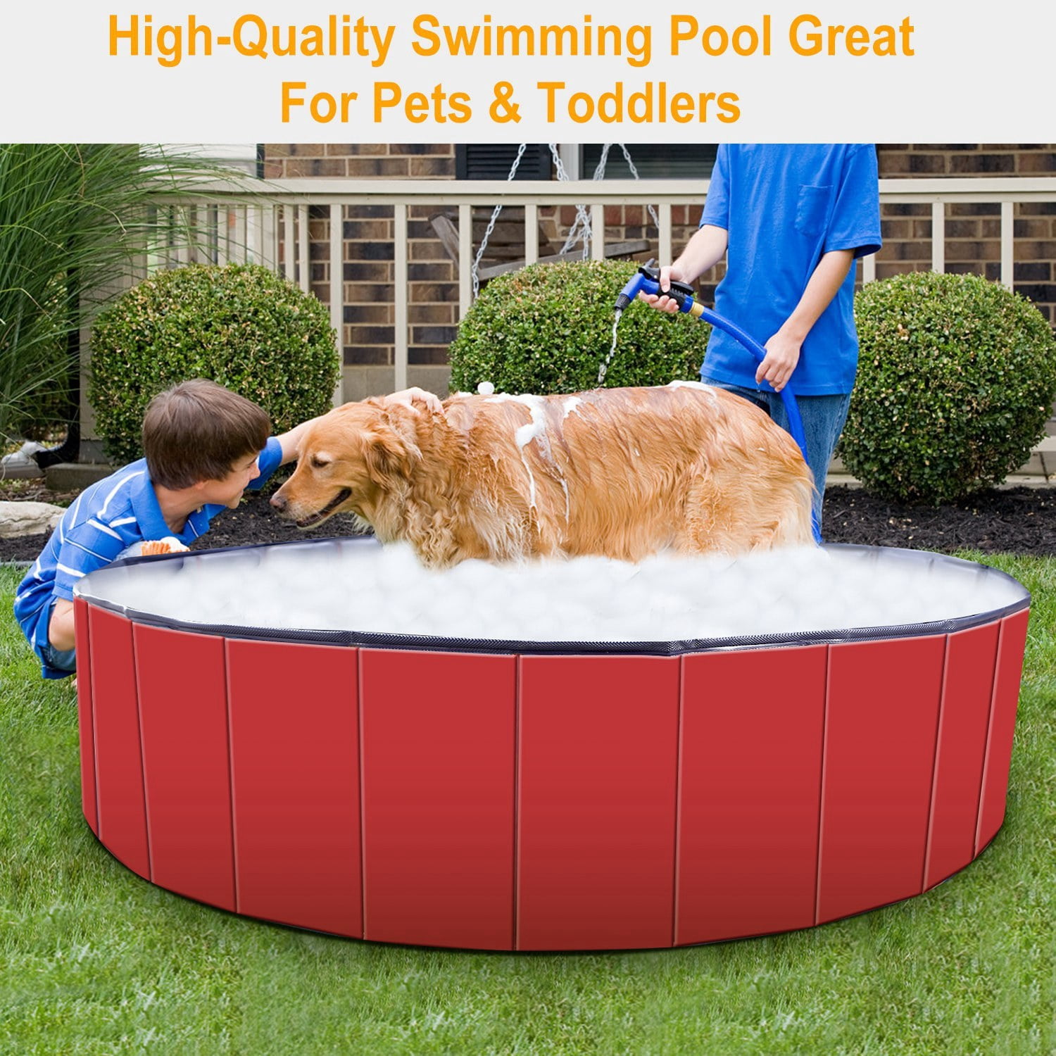 Foldable Pet Swimming Pool, PVC Kiddie Baby Dog Swim Pool Bathing Tub Playmat Kids Pools