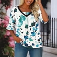 thumbnail image 1 of TaTaai Women's Summer V-Neck Top Printed Ruched Front Flared Half Sleeve Casual Chic Blouse Beach Vacation Daily Wear Gift, 1 of 6