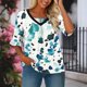 thumbnail image 1 of TaTaai Women's Summer V-Neck Top Printed Ruched Front Flared Half Sleeve Casual Chic Blouse Beach Vacation Daily Wear Gift, 1 of 6