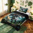 thumbnail image 3 of meiyoeat Jungle Dino Wildlife Twin Comforter Sets for Boys Kids Men, Dinosaur Family Bedding Set, Green, Black Reversible, 2 Pieces, 1 Comforter and 1 Pillowcase, 3 of 6