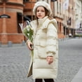 thumbnail image 5 of AHTJRT Puffer Jacket for Kids Boys Girls Long Length Full Zip Hooded Puffer Coats with Pockets Warm Heavyweight Waterproof Wind Resistant Ouerwear Beige 7-8 Years, 5 of 8