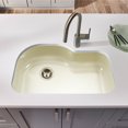 thumbnail image 2 of Houzer Porcela 31 in Biscuit Porcelain Enamel Steel Undermount Single Bowl Kitchen Sink - PCH-3700 BQ, 2 of 9