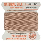 Griffin Silk Beading Cord & Needle, Size 12 (0.98mm), 2 Meters, Light Pink
