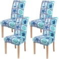 thumbnail image 1 of Stretch Printed Dining Chair Covers, Spandex Removable Washable Dining Chair Protector Slipcovers for Home, Kitchen, Party, Restaurant - Set of 4, Blue Ocean, 1 of 7