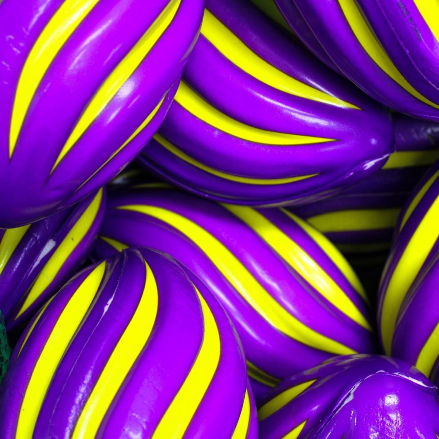 7" Yellow and Purple Spiral Foam Football (Sack of 40)