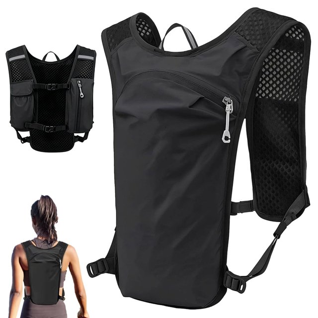 BTideas Mochila de Hidratación de Running, Chaleco de Agua de Running para Mujer y Hombres, para Senderismo y Ciclismo, Negro