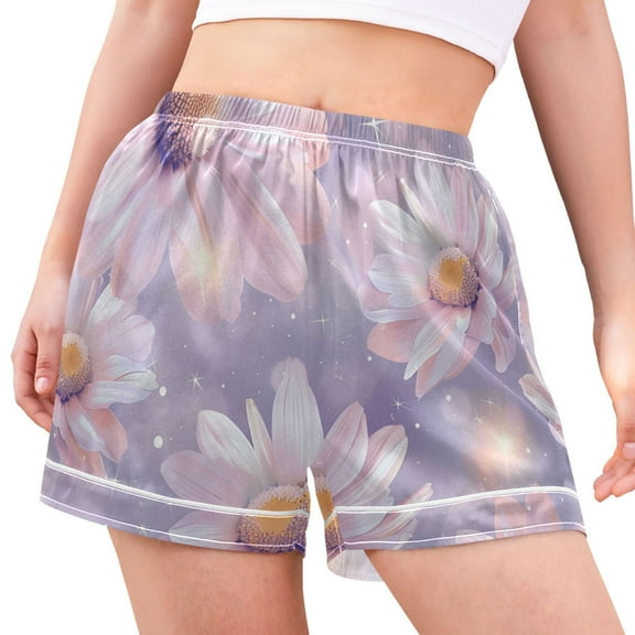 joogoo Women's Pajama Lounge Shorts Summer Daisies Stars Bottoms Sleep Short M
