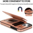 thumbnail image 5 of Design for iPhone 13 Case with Tempered Glass Screen Protector Credit Card Holder Slot, Leather Wallet Phone Cases Kickstand Protective Cover for iPhone13 iP13 Women 6.1 inch Rose Gold, 5 of 12
