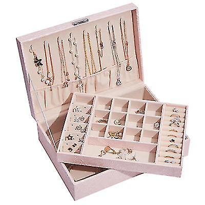 Organizador de joyero para mujeres y niñas, rosa. Afortunado Sencillez