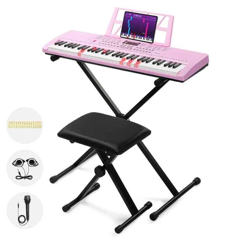 Ktaxon 61 Keys Keyboard Piano with Lighted Keys, X-Stand, Piano