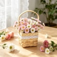 thumbnail image 2 of HWRETIE Woven Rattan Storage Basket with Handle,Handmade Flower Arrangement Basket,Rustic Wicker Planter for Fresh Dried Flowers & Home Decor, 2 of 6