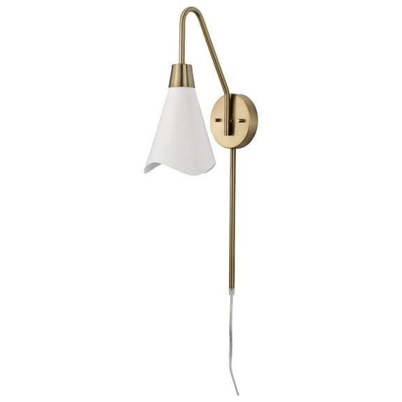 60/7468-Nuvo Lighting-Tango - 1 Light Wall Sconce In Mid-Century Modern Style-14 Inches Tall and 6.25 Inches Wide-Matte White/Burnished Brass Finish