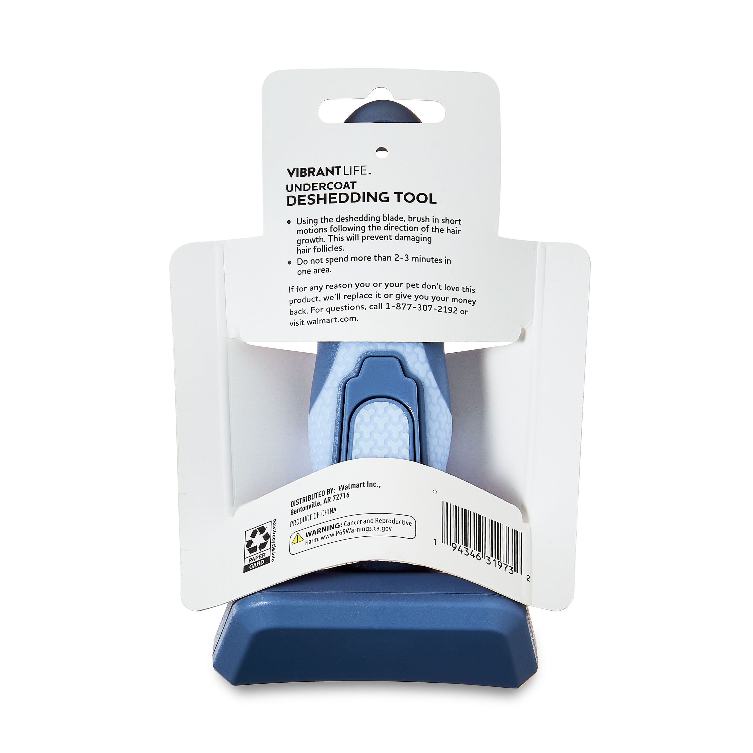 Vibrant Life Medium Undercoat Deshedding Tool with Non-Slip Handle for Dogs