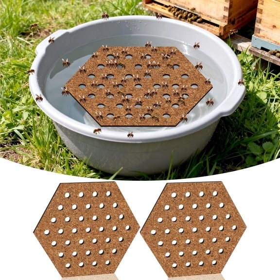 2 Pack Floating Bee Island- 8 Inch Eco-Friendly Cork Floating Bee Watering Station- Butterfly Bee Waterer for Feeding, Bee Bath, Outdoor Garden Decor