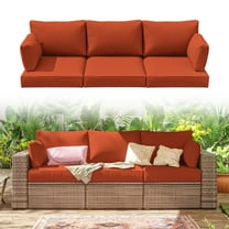 Pakunoda Outdoor Cushions Replacement, 8 Piece Sectional Cushion Fits 3-Seat, 4” Foam Deep Seat, for Patio Rattan Wicker Replacement Cushion, Liner&Cover, Orange