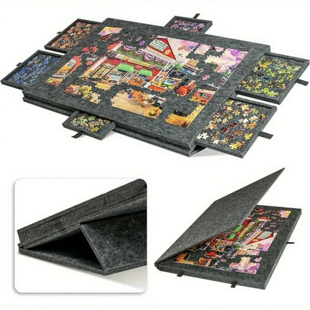 Lavievert Tilting Puzzle Board with 2-in-1 Designed Stand & Cover, Super Lightweight Felt Puzzle Plateau with 6 Drawers , Portable Jigsaw Puzzle Table for Games Up to 1000 Pieces