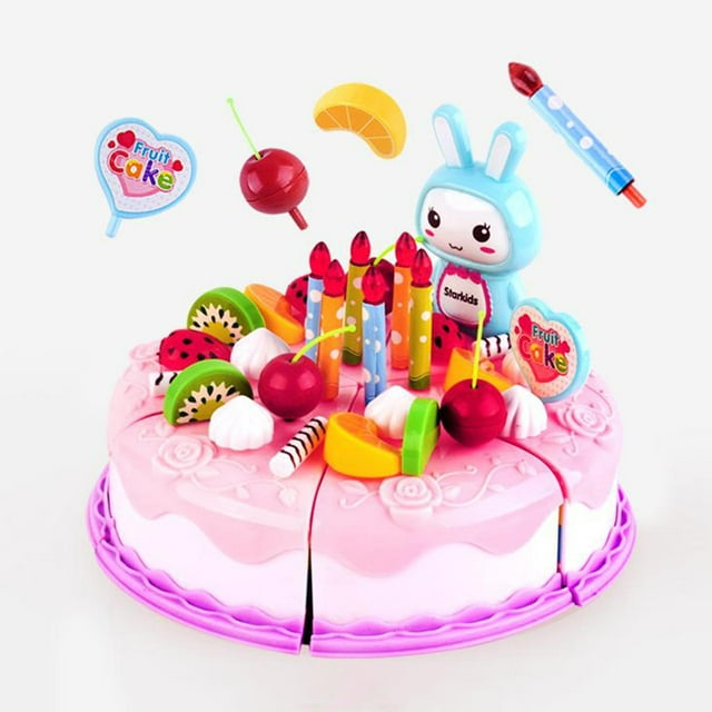 Pastel de cumpleaños Juguete de simulación de comida Yotijar modelo Juego de imaginación 6 pasteles en rodajas