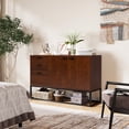 thumbnail image 2 of HOMCOM Rustic Buffet Cabinet, Kitchen Storage Sideboard with Doors, 3 Drawers and Adjustable Shelves, Brown, 2 of 10