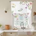 thumbnail image 3 of Pink Spring Floral Tie Up Curtain 63 Inches Long, Watercolor Botanical Wildflowers Balloon Style Kitchen Window Curtain Over Sink, Small Window Rod Pocket Curtain 46"x63", 3 of 9