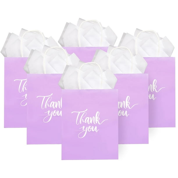 Bolsas de regalo DjinnGlory, color morado lavanda, con asas, 25 x 20 x 10 cm, 50 unidades