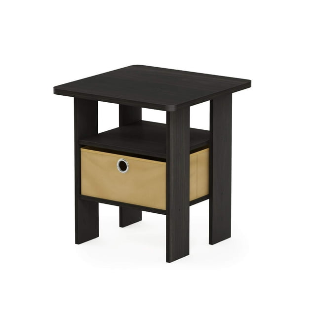 Mesa auxiliar Furinno Andrey con cajón para papelera, color café espresso y marrón
