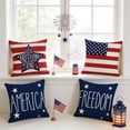 thumbnail image 2 of 4th of July Pillow Covers 18x18 Set of 4 Velvet Patriotic American Flag Print Throw Pillow Case Independence Day Decorative Cushion Cover for Sofa Living Room by PALIFEUR, 2 of 7