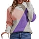 thumbnail image 1 of Gibobby SuéTer Mujer Invierno Suéter de punto de bloque de color de cuello cómodo casual para mujer para otoño e invierno(Morado,CH), 1 of 6