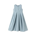 thumbnail image 6 of Amidoa Girl Dresses Sleeveless A-Line Cotton Dress Casual Summer Sundress for Kids Blue Size 9, 6 of 9