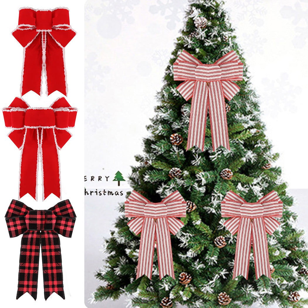 Details about   5x Christmas Large Bow Bowknot Tree Ornaments XMAS Tree Holiday Party Home Decor 