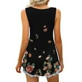 thumbnail image 5 of Usmixi Womens Tank Tops Beach Fashion Floral High Waist Pleated Hem Going out Tunic Vest Tops Summer Trendy Sunflower Print V-Neck Sleeveless Shirts Blouse Black l, 5 of 7
