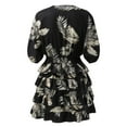 thumbnail image 5 of Kcodviy Robe pour Femmes Printemps Été à Manches Robe pour Femmes à Col en V Imprimé Irrégulier Petite Robes d'Été Ourlet Robe Courte, 5 of 5