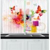 Abstract Curtains 2 Panels Set, Natural Design with Flowers Leaves Squares Rounds Circles Artwork Image Art Print, Window Drapes for Living Room Bedroom, 55W X 39L Inches, Multicolor, by Ambesonne