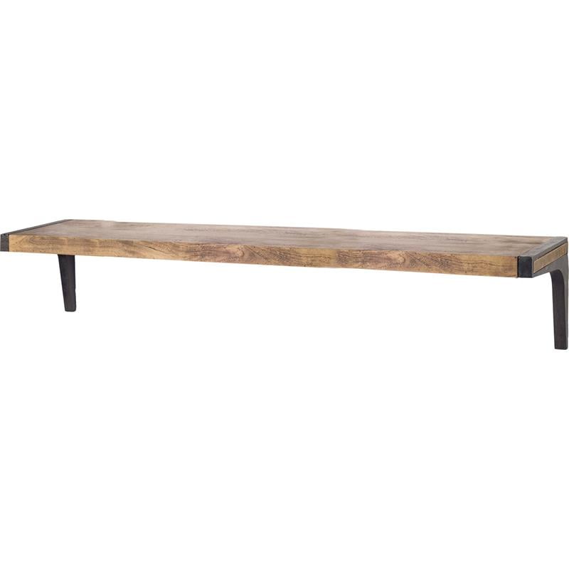 Dion Large Brown Wood and Iron Wall Shelf