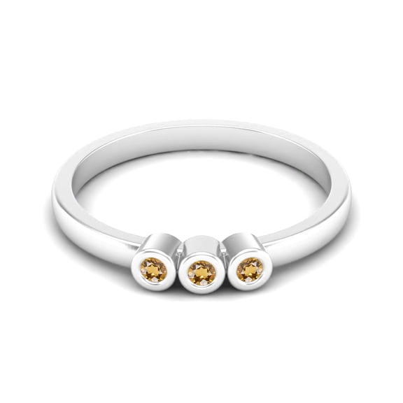 Tiny Round Shape Citrine Stackable Women Mother's Day Gift Ring 925 Silver Delicate Jewelry