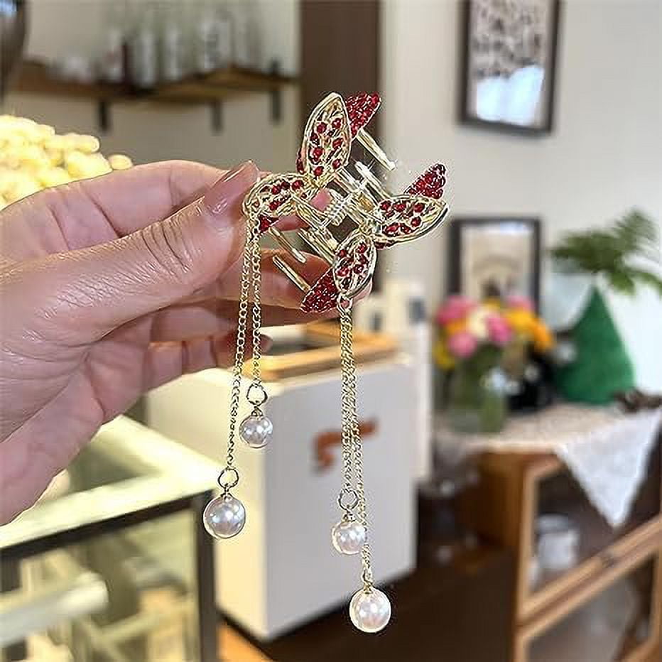 2 Pack Rhinestone Hair Clips, Metal Non-Slip Hair Claw Clip