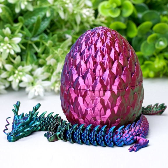 3D Printed dragon egg ,Flexible Joint Animal lacertid Figurines,Realistic Eyes, Home Office Decor,Fidget Toy for Adults Teens Boy Festival Gifts