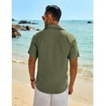 thumbnail image 5 of COOFANDY Mens Sage Linen Shirt Short Sleeve Button Down Shirts Summer Beach Dress Shirt, 5 of 19