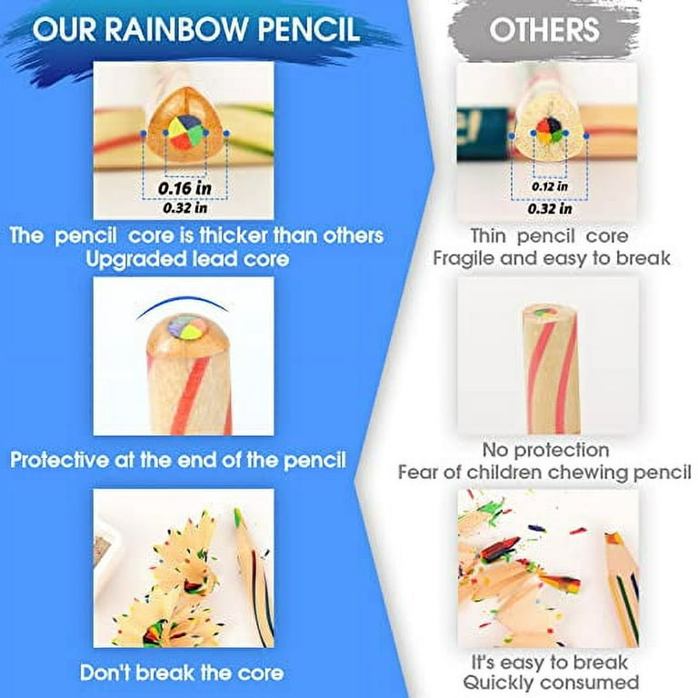 ThEast 30 Pieces Rainbow Colored Pencils, 4 Color in 1 Rainbow Pencils for  Kids, Assorted Colors for Drawing Coloring Sketching Pencils For Drawing  Stationery, Kids Gifts, Bulk, Pre-sharpened 