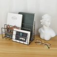 thumbnail image 4 of SHAR Metal Stationery Storage Rack with 3 Compartments, Metal Book Rack Can Store Your Documents, Diaries, Books (Gloss Black), 4 of 5