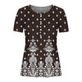 thumbnail image 4 of Fiudx Camisas de Mujer Blusa con Botones y Estampado Plisado con Cuello Redondo Informal a La Moda para Mujer, 4 of 5