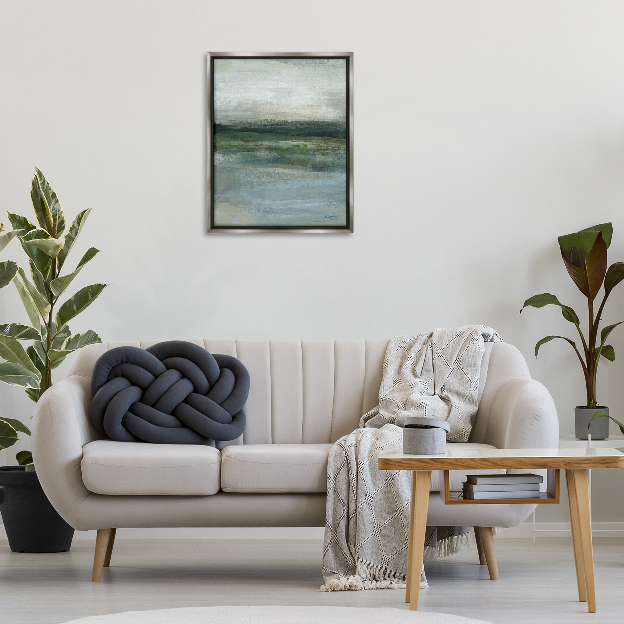 Stupell Industries Time Lapse Abstraction Abstract Painting Gray Floater Framed Canvas Art Print Wall Art, 25 x 31